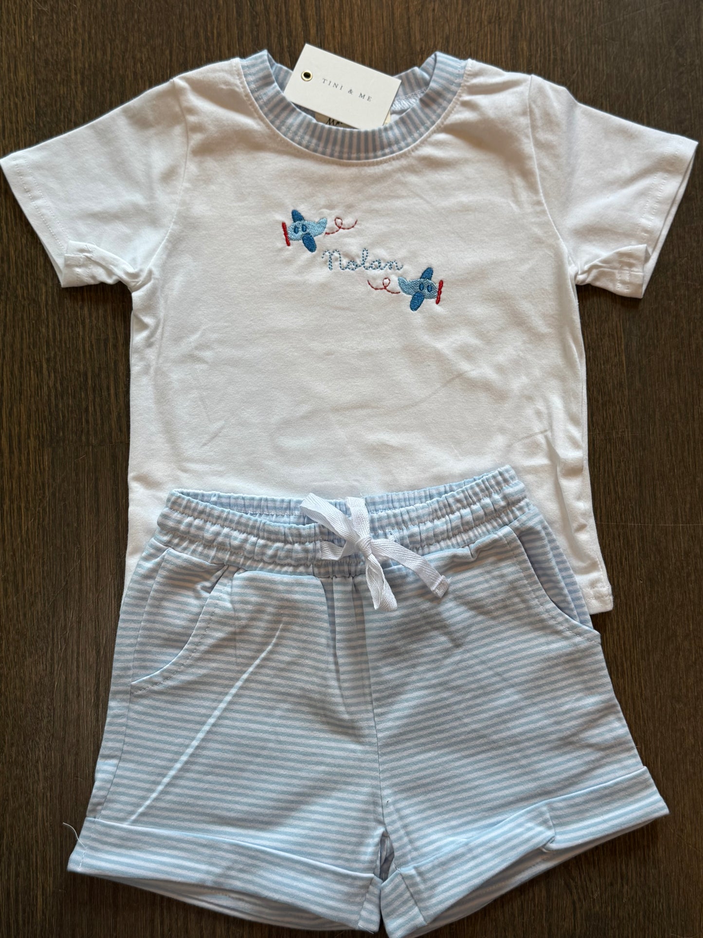 Classic Baby Blue Striped Outfit