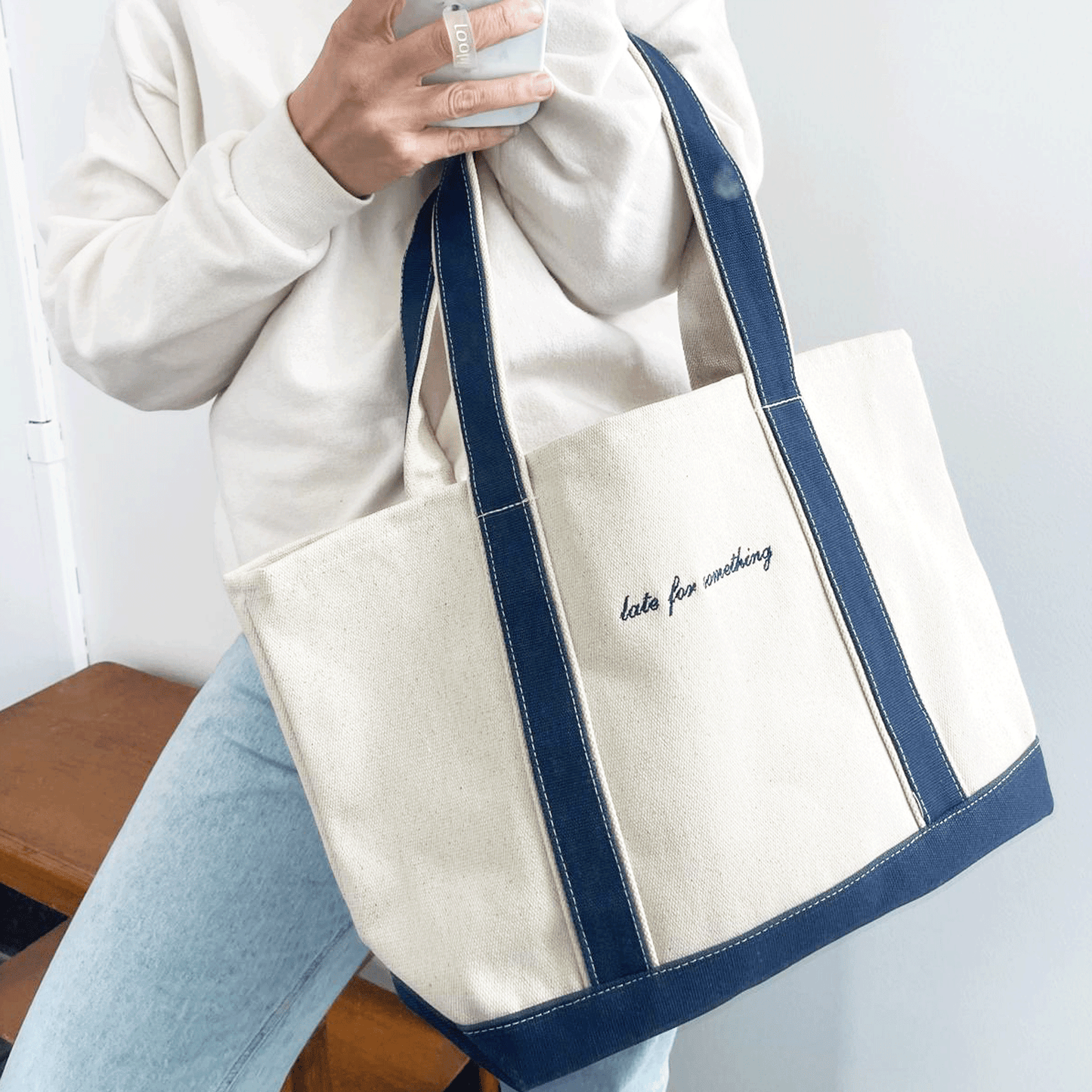 Custom Navy Boat Tote