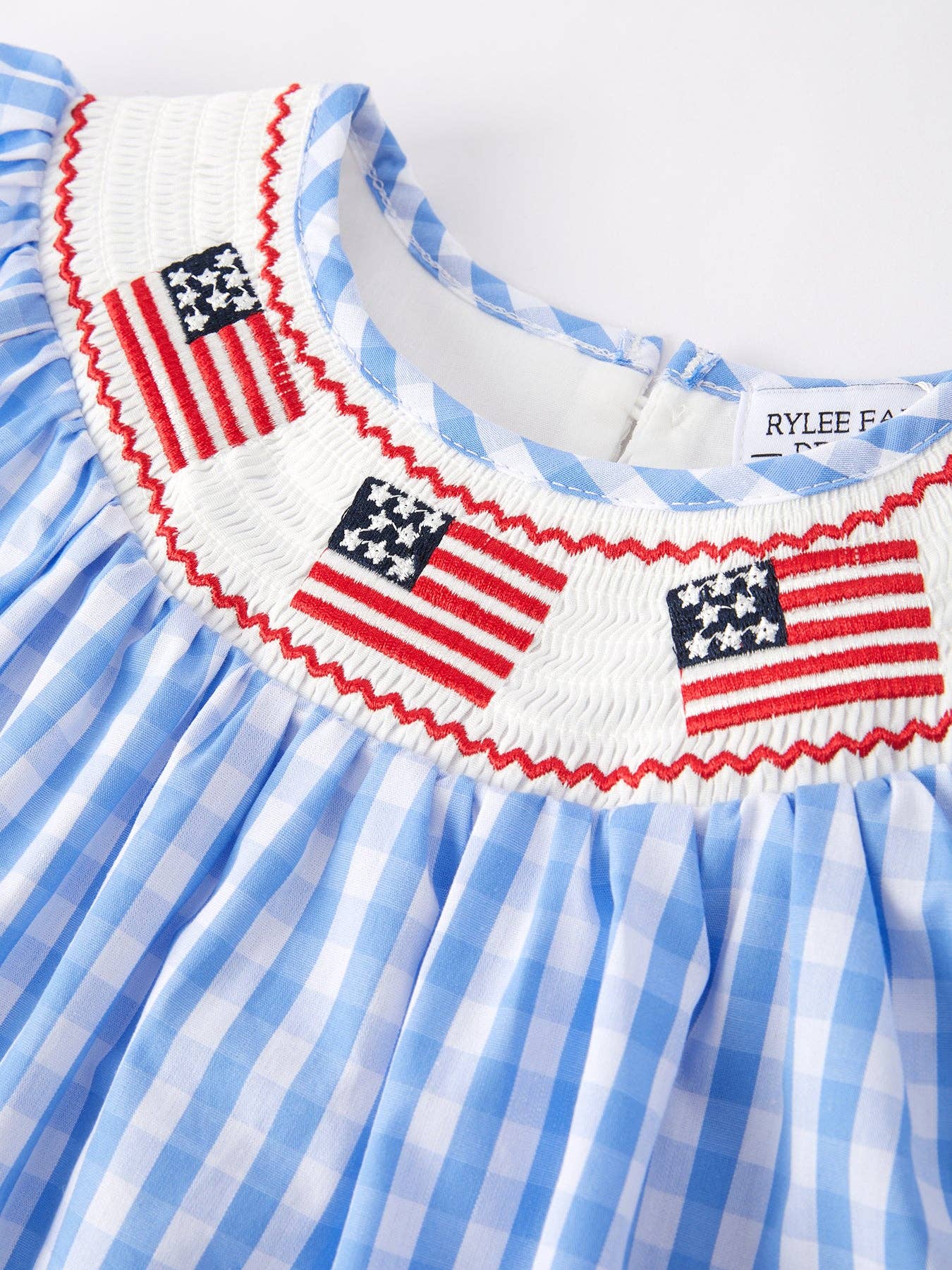 Patriotic Embroidery Smocking Girls Dress