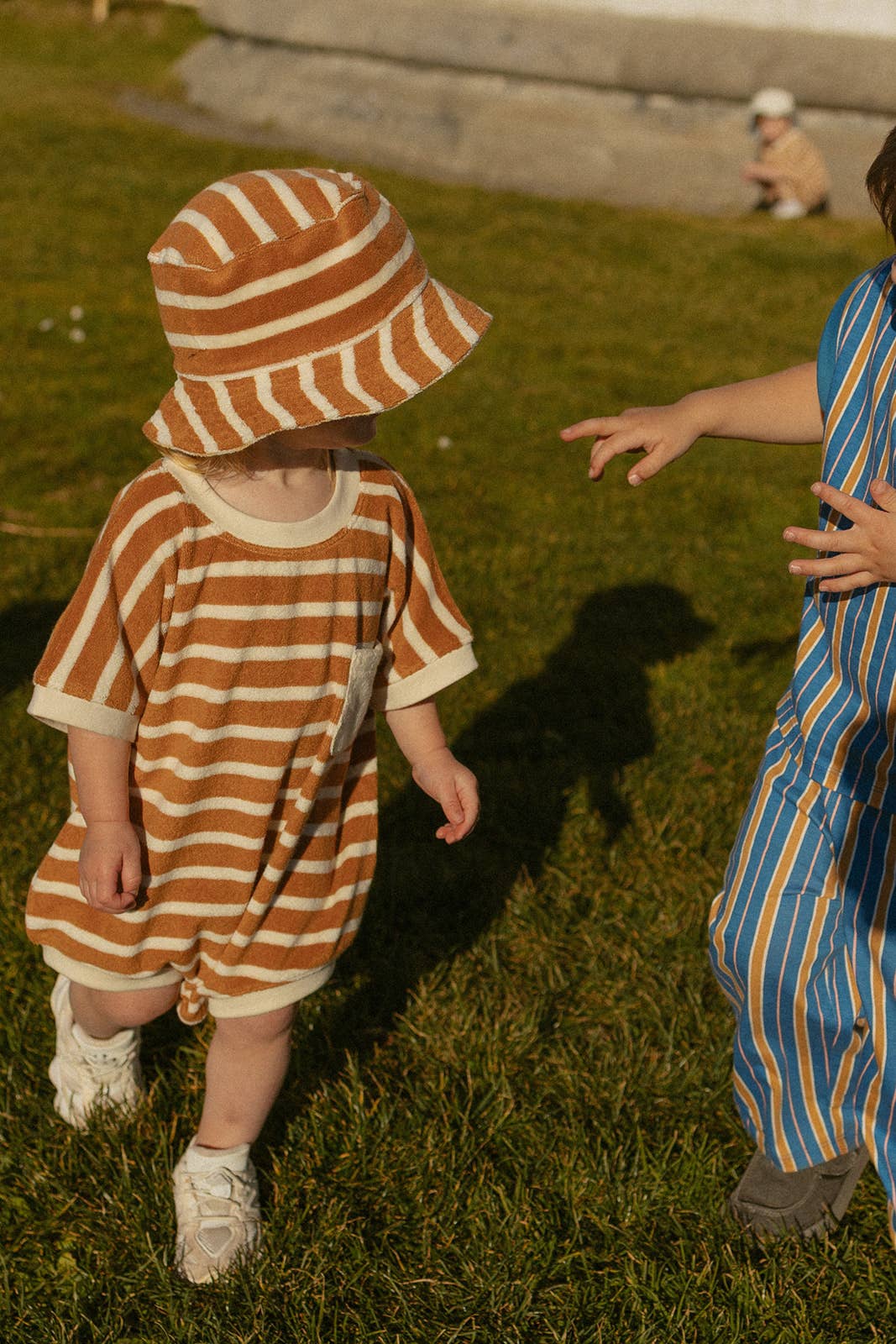 Callie Romper in Apple Cinnamon Stripe