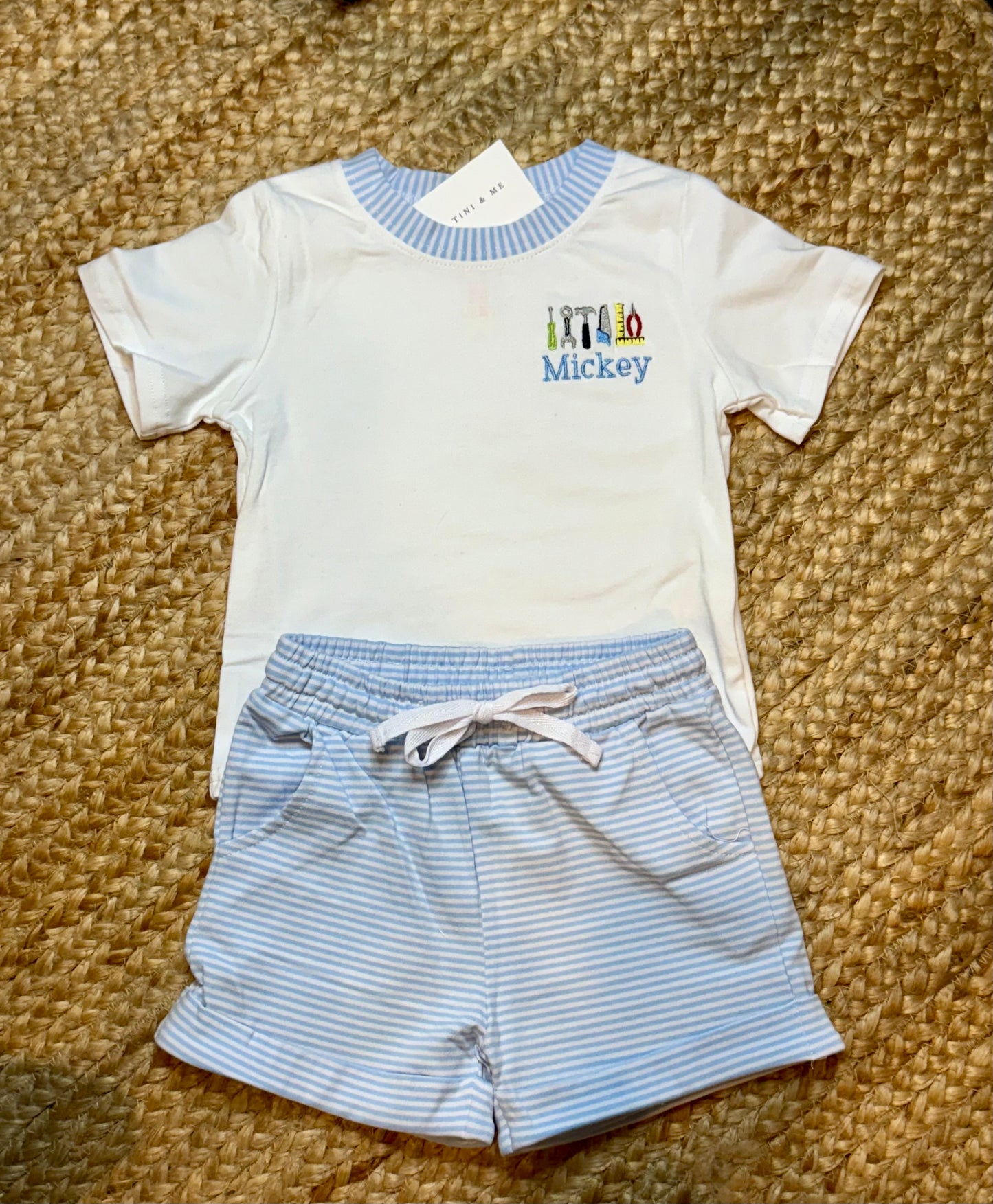 Classic Baby Blue Striped Outfit