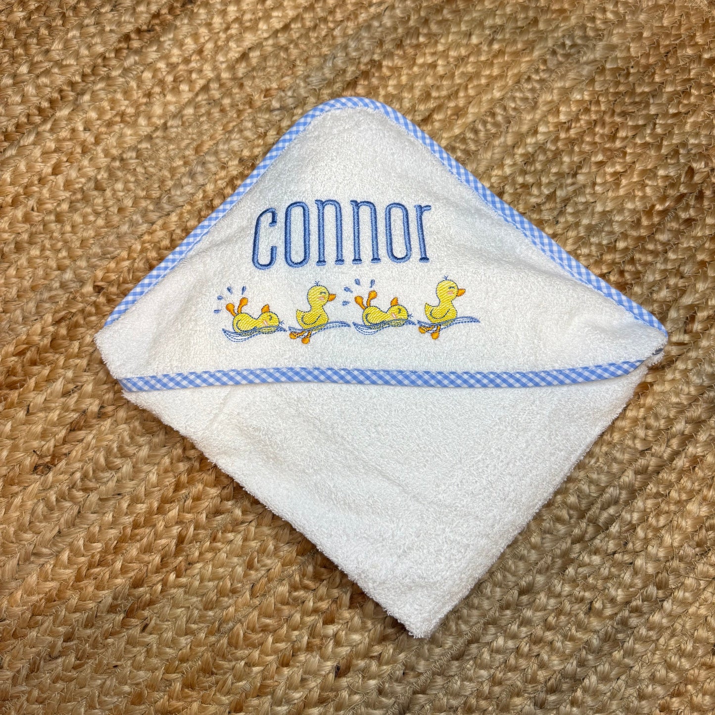 Gingham Trim Hooded Towel