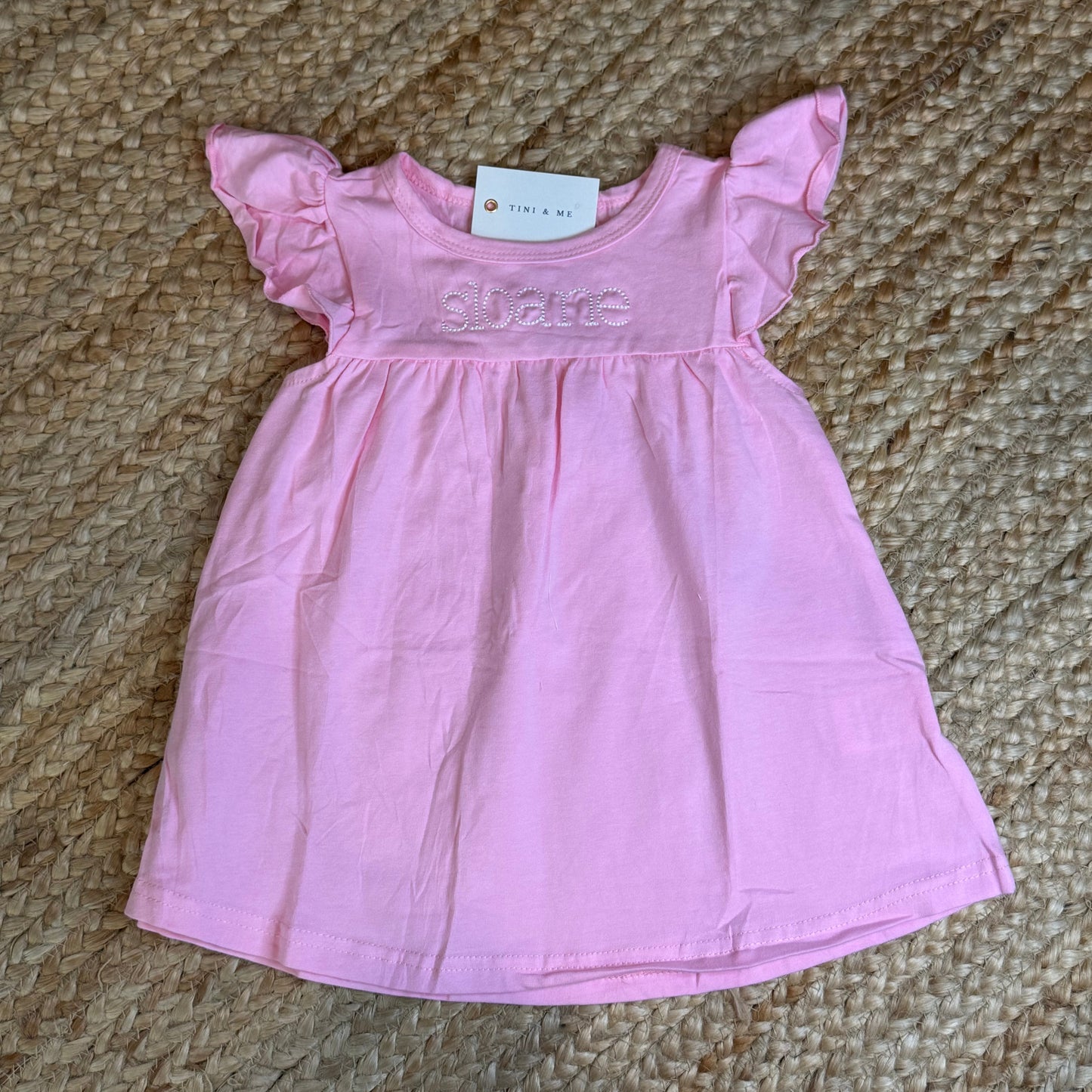 Pink Flutter Sleeve Dress