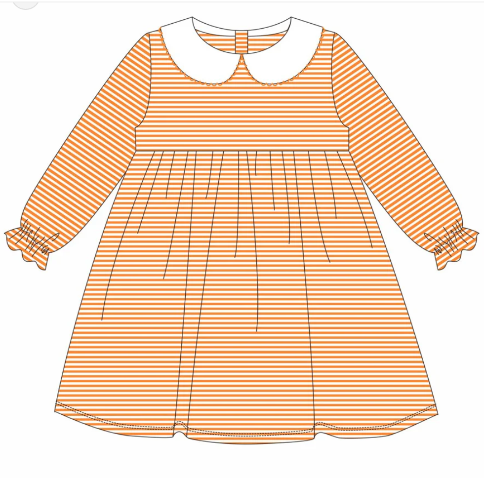 Knit Stripe Long Sleeve Peter Pan Collar Dress