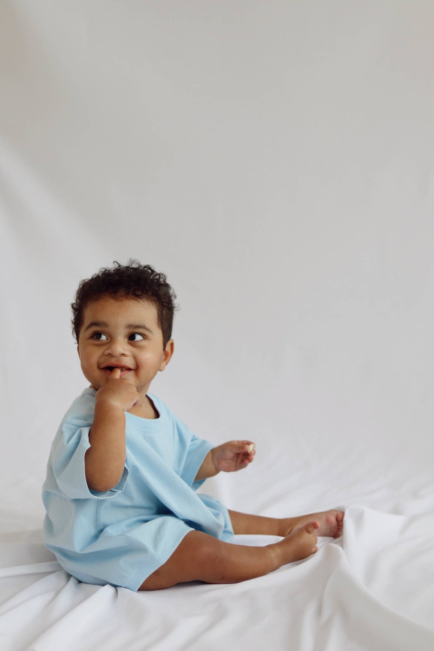 Cory Pocket Romper in Dream Blue