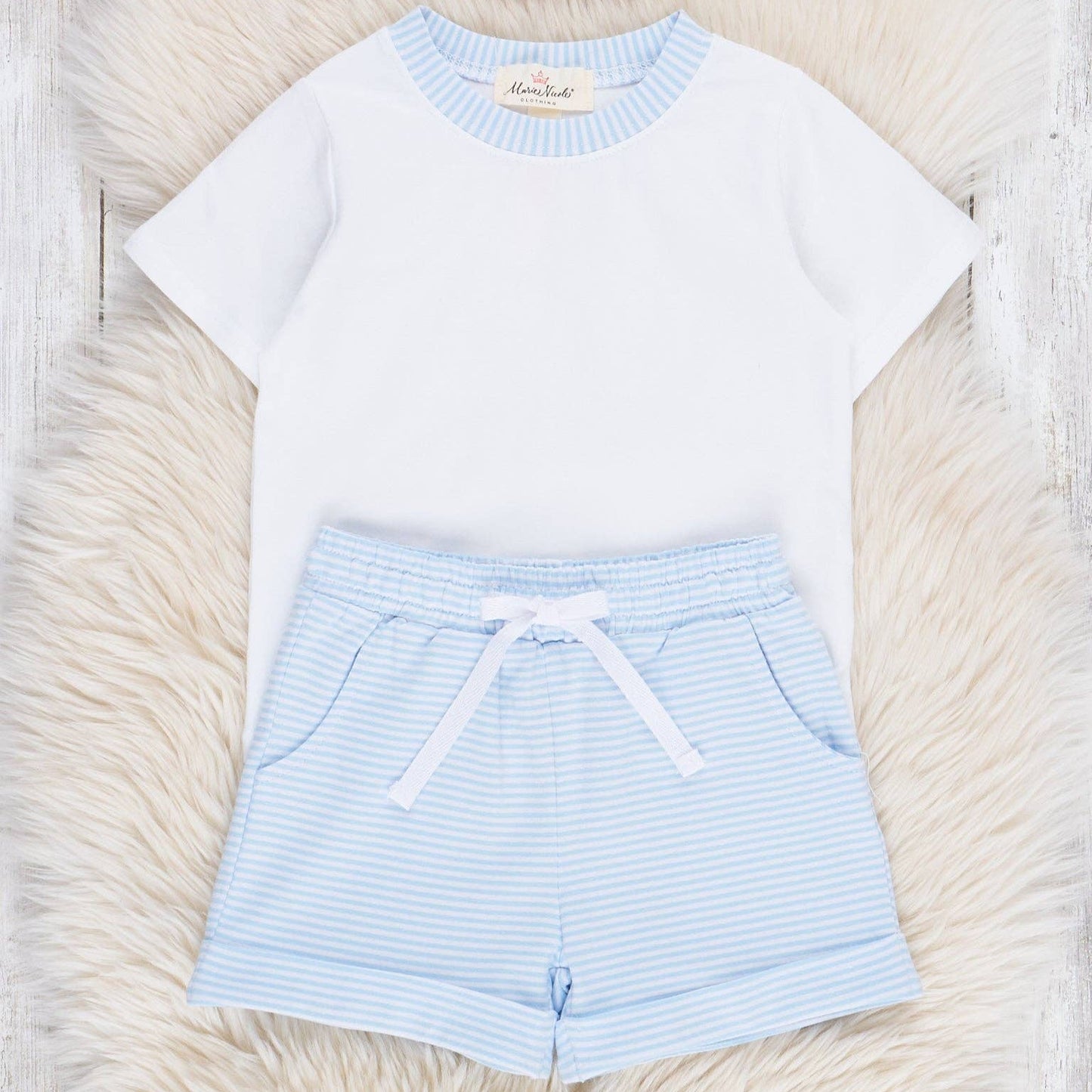 Classic Baby Blue Striped Outfit