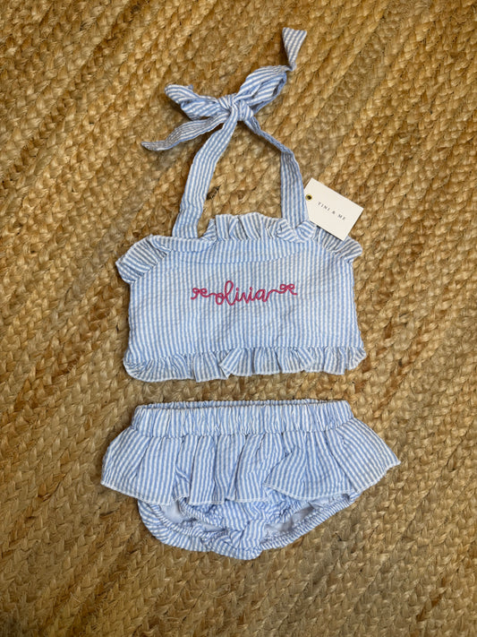 Girls Seersucker Swimsuit