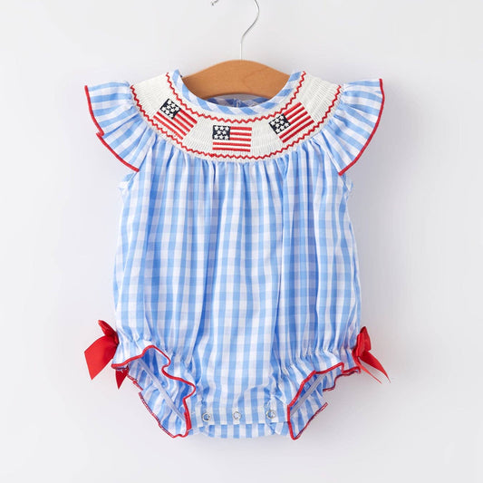 Patriotic Smocking Girls Romper