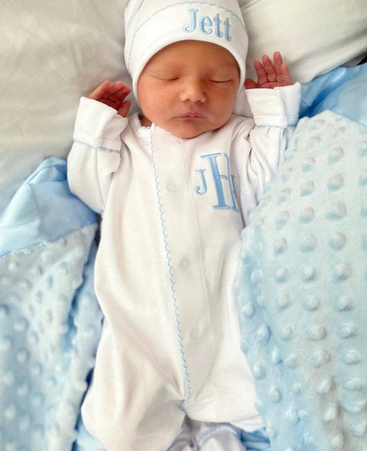 White Onesie - Blue Trim