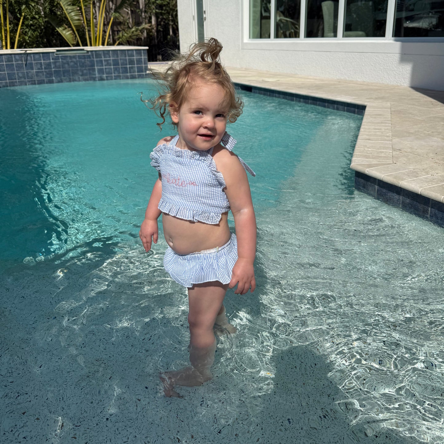 Girls Seersucker Swimsuit