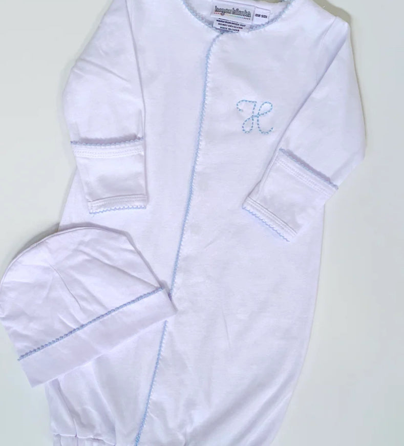 Gown & Hat Set w/ Picot Trim