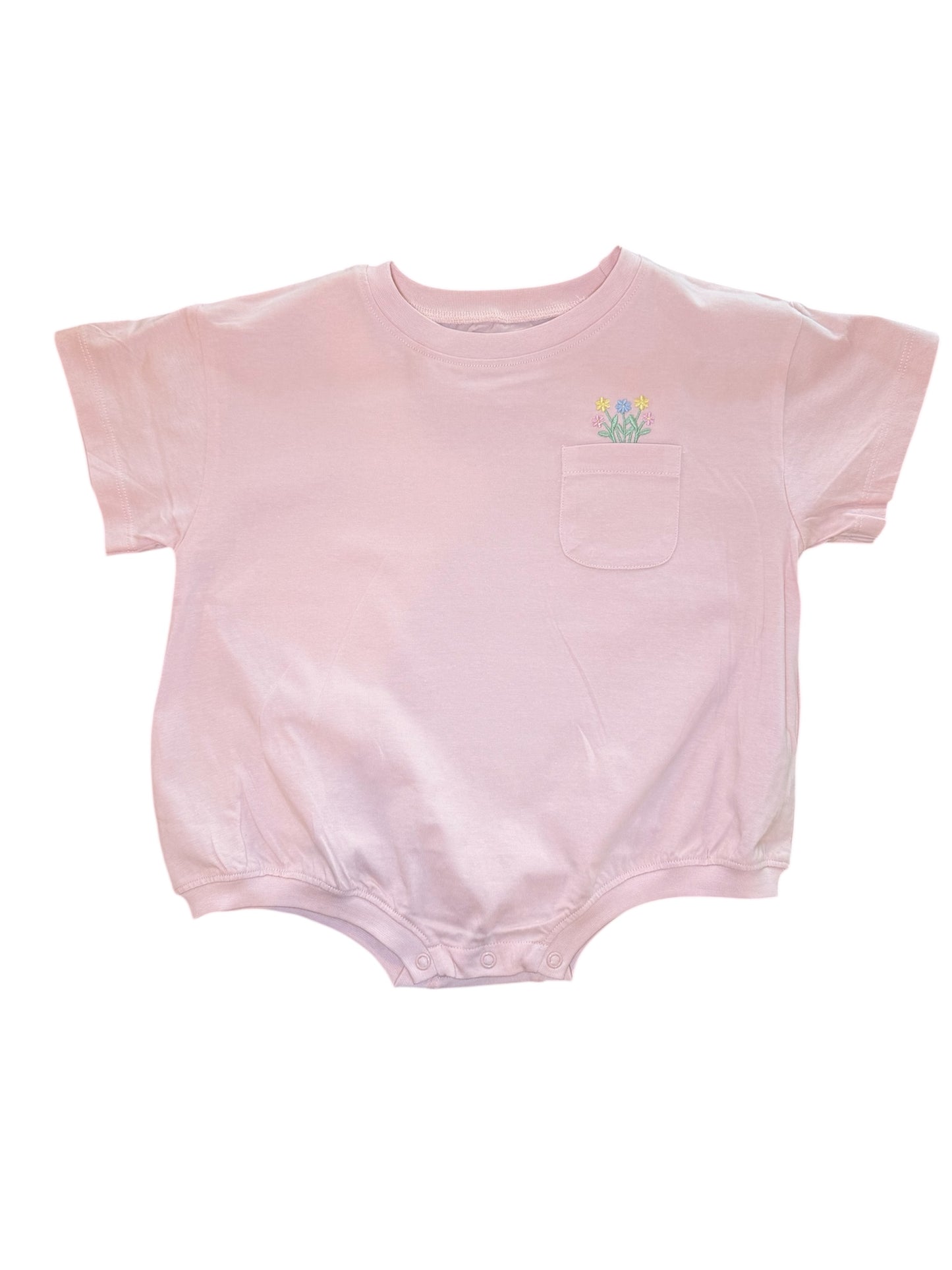 Cory Pocket Romper in Peach Powder