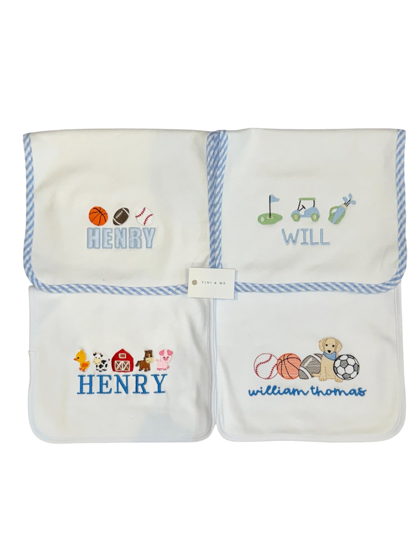 Burp Cloths - Gingham Trim