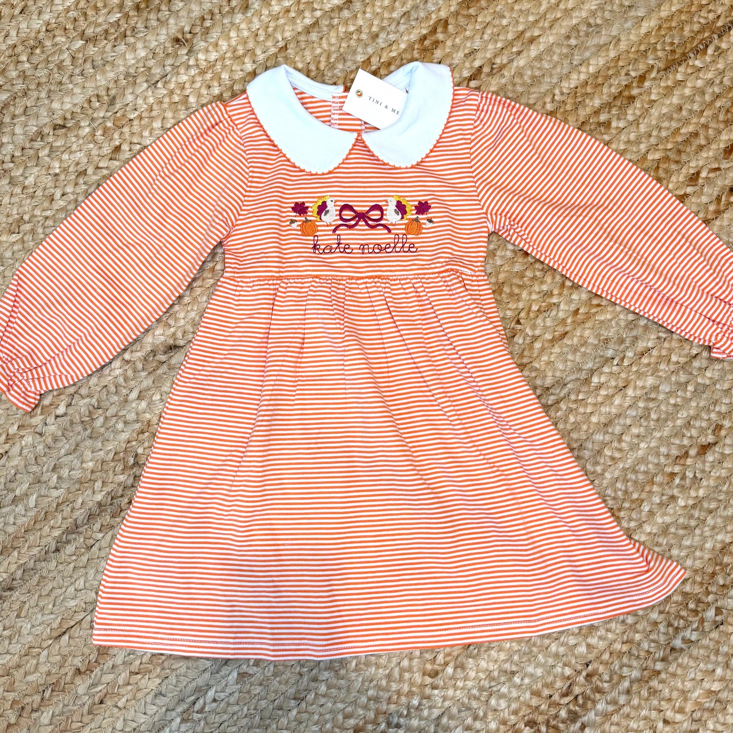 Knit Stripe Long Sleeve Peter Pan Collar Dress