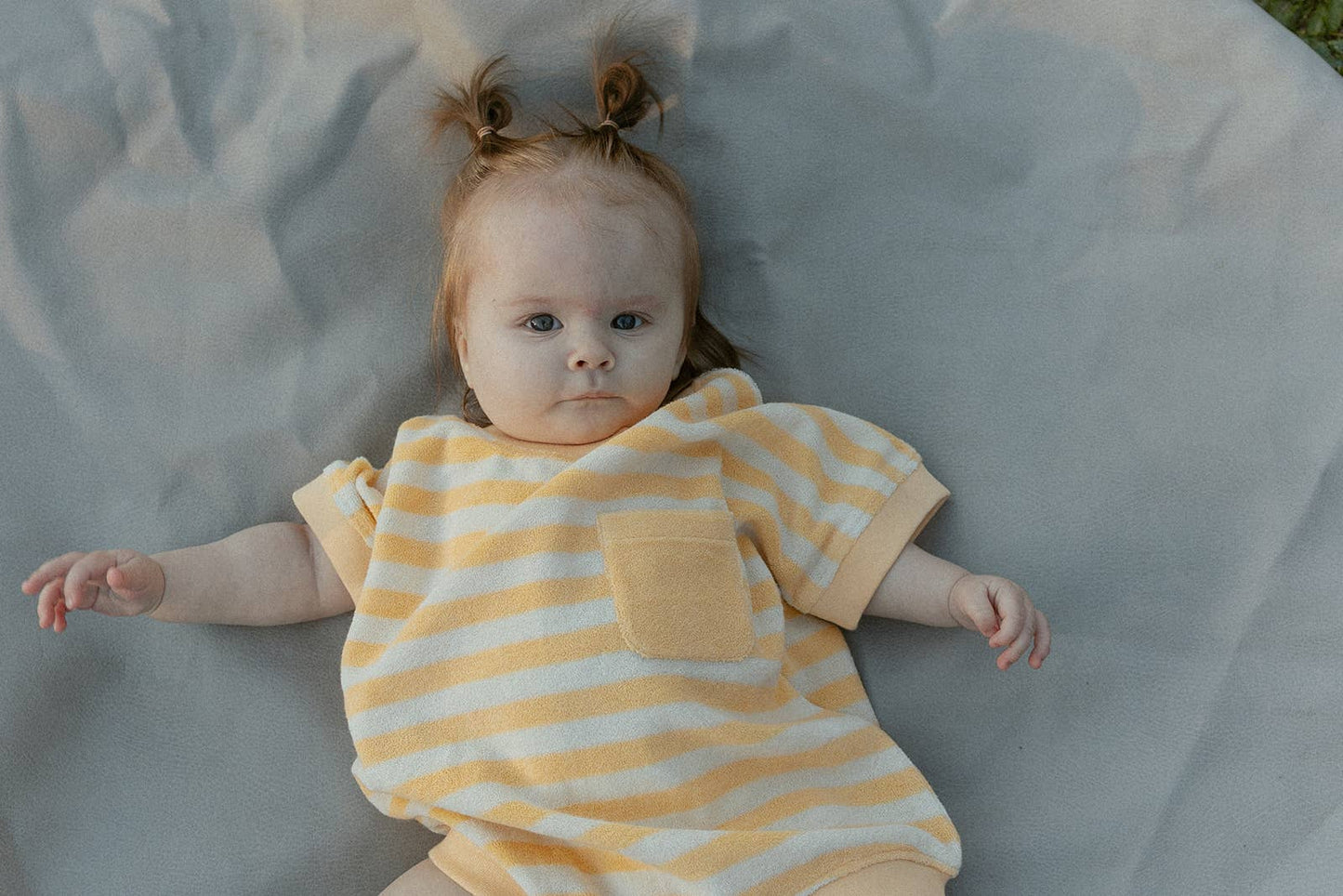 Callie Romper in Yellow Stripe