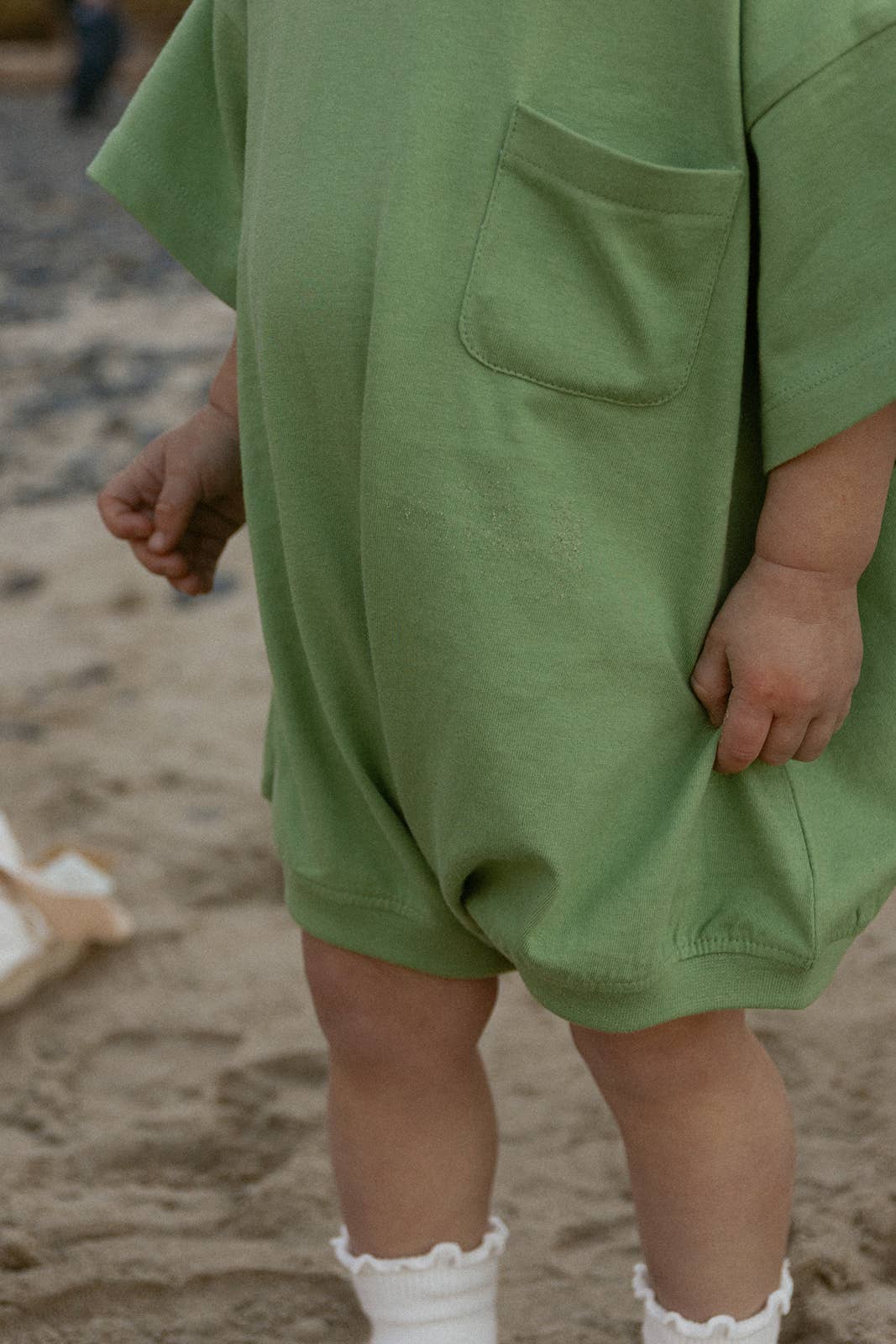 Cory Pocket Romper in Aspen Green