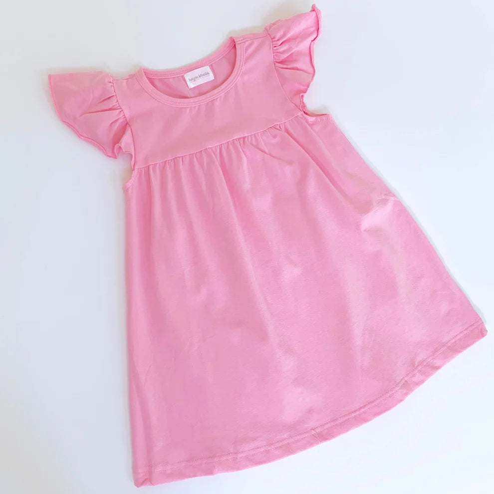 Pink Flutter Sleeve Dress