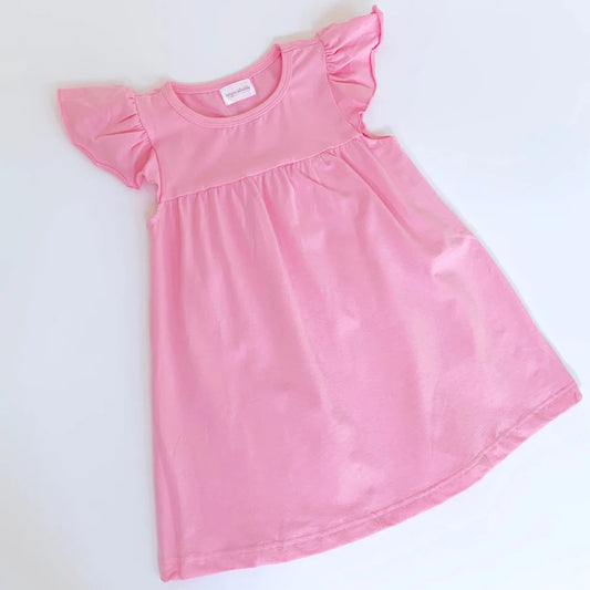 Pink Flutter Sleeve Dress